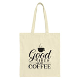 Coffee Lover Tote Bag, Good Vibes Hot Coffee Tote, Trendy Tote Bag, Coffee Gift, Everyday Carry Bag, Stylish Bag for Coffee Addicts - Tawshia